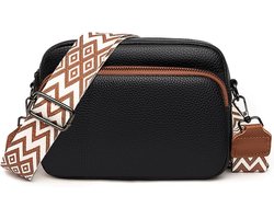 Geweo Schoudertas Dames - Crossbody Tas - Crossbodytas - Damestas - Telefoontas - Klein handtas dames - Zwart + Bruin