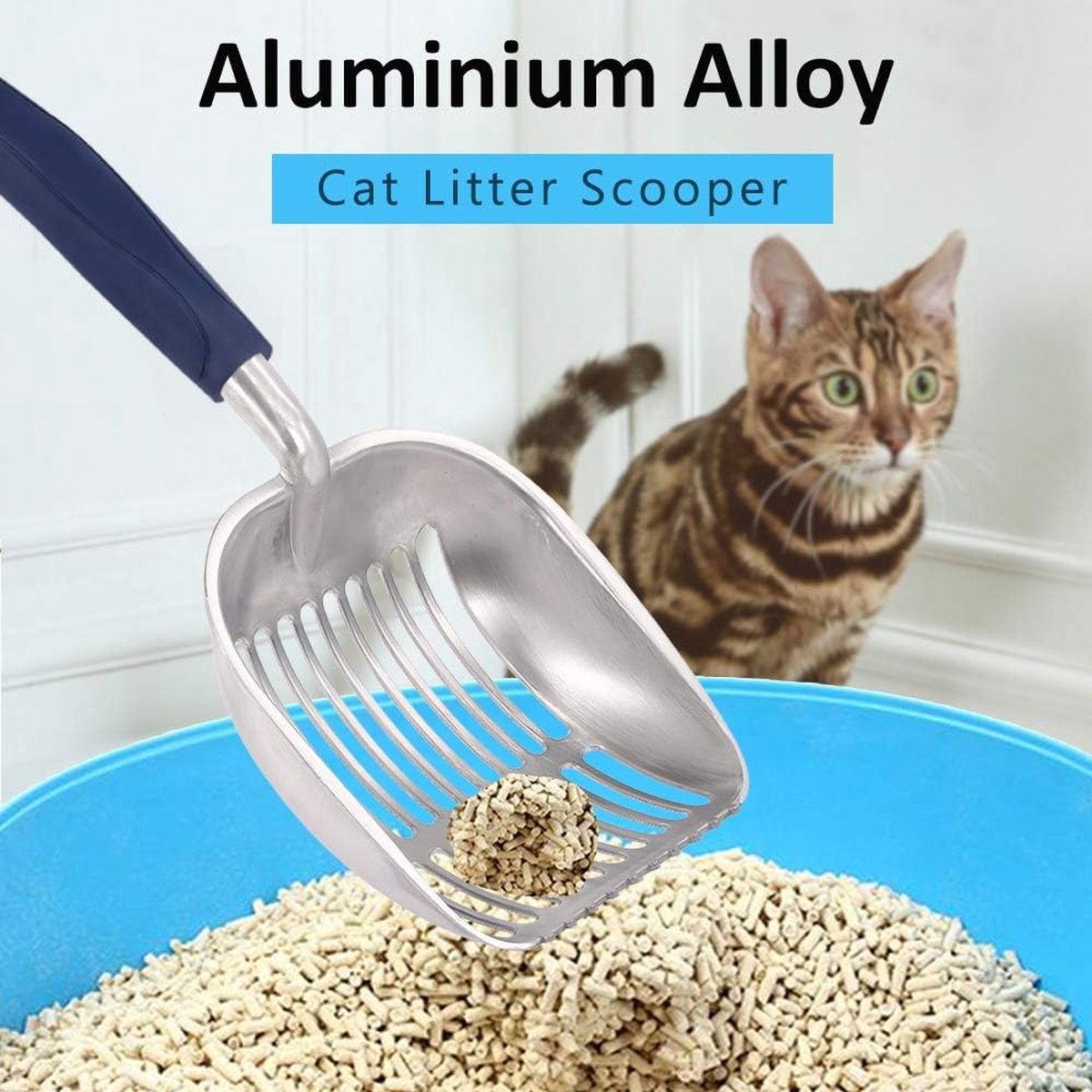 UQMIQURA kattenbakschep, metalen robuust, anti aanbaklaag, kattenbak UQMIQURA kattenbakschep, metalen robuust, anti aanbaklaag, kattenbak