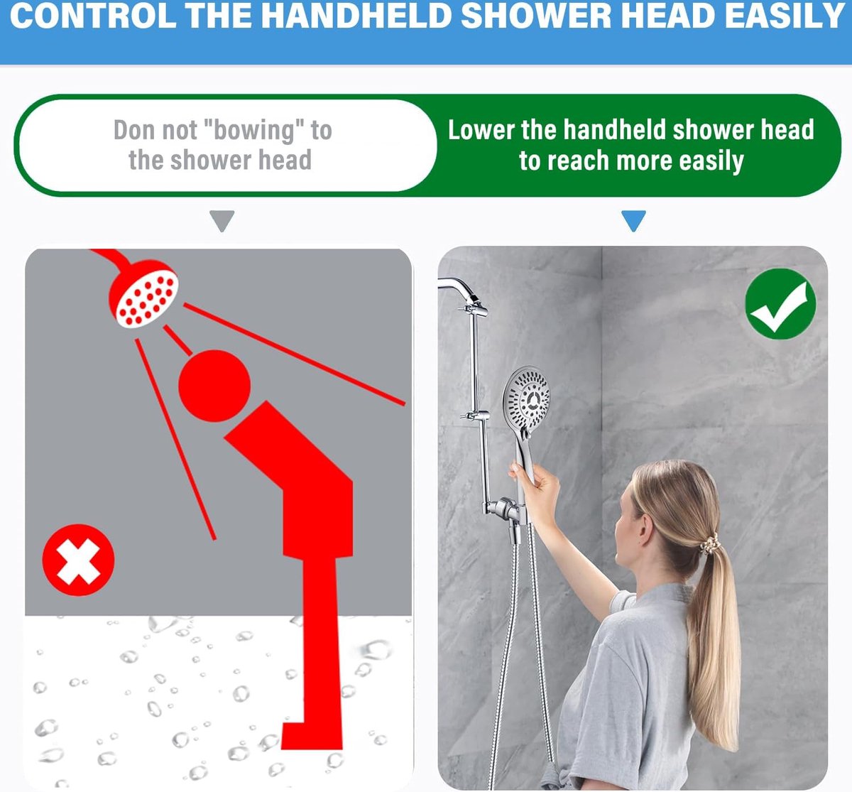 Bras De Douche Hyuduo à Fixation Plafond, Rallonge De Pommeau De Douche G 1/ 2 De 20 Cm En Acier Inoxydable Pour Montage Sur Le Dessus, Rallonge De Flexible De Bras De Douche