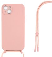 Rixus iPhone 14 Plus 15 Plus TPU ketting koordomslag - roze - ketting koordomslag - TPU -materiaal - Telefoonaccessoires