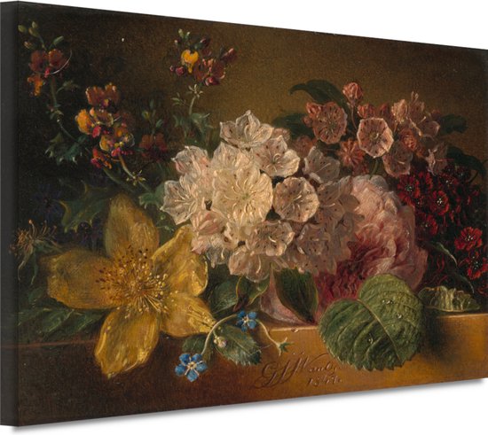 Stilleven met bloemen - Georgius Jacobus Johannes van Os portret - Bloemen schilderij - Schilderij op canvas Oude meesters - Schilderijen op canvas industrieel - Schilderijen op canvas - Kunst 60x40 cm