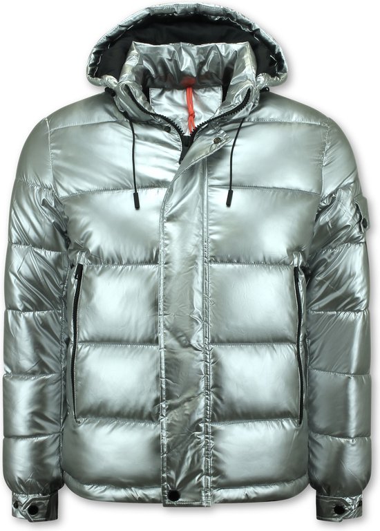 Zilveren Puffer Jackets Heren met Capuchon