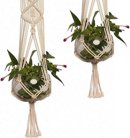 2 Pièces Panier Suspendu En Macramé Pot Suspendu Pour Plantes, Support De Pot De Fleur