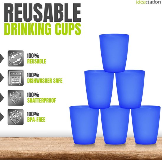 S&S-Shop 30 plastic drinkbekers 0,4 l - blauw - herbruikbare drinkbeker S&S-Shop 30 plastic drinkbekers 0,4 l - blauw - herbruikbare drinkbeker