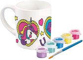 Totum Unicorn inkleur mok beker beschilderen - keramiek incl verfstrip en penseel knutselpakket home deco - cadeautip