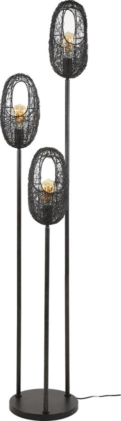 Vloerlamp Artic met 3x open oog wire design | 3 lichts | Ø 42 cm | 170 cm hoog | modern / industrieel | zwart metaal | woonkamer / studeerkamer