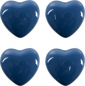 Clayre & Eef Poignée de porte set de 4 Coeur Ø 4 cm Bleu Céramique Bouton de meuble