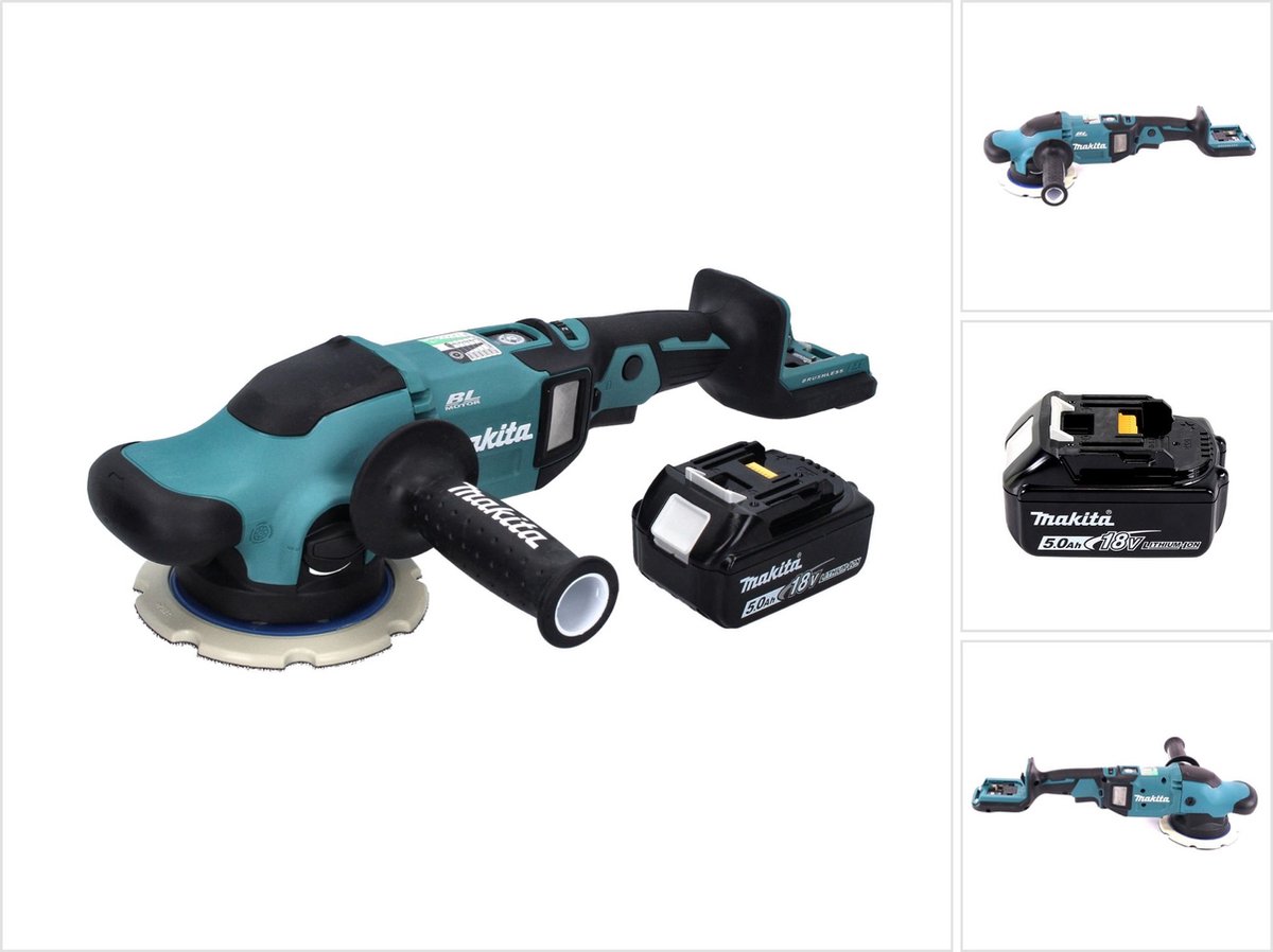 Makita DPO 600 T1 accu-excentrische polijstmachine 18 V 150 mm XPT Brushless + 1x oplaadbare accu 5.0 Ah - zonder lader