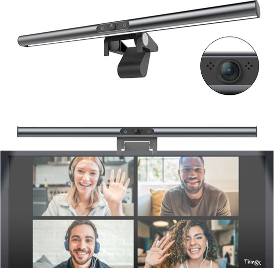 Thingy Monitor Lamp Webcam - Full HD 1080P - Microphone intégré - 40 cm - Webcam - Dimmable - Commande tactile - Lampe d'écran