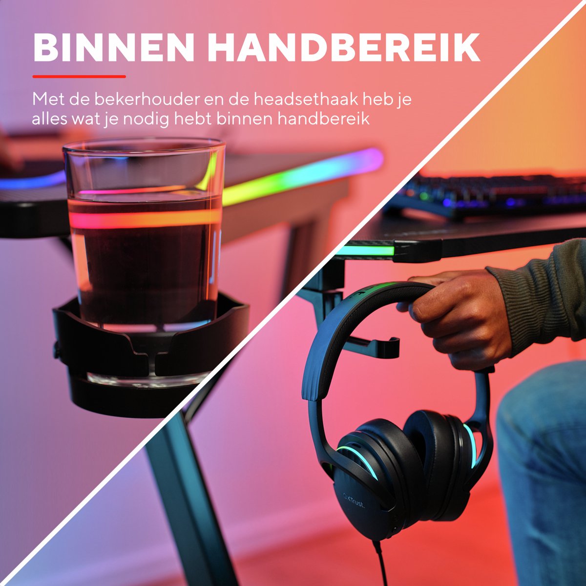 Trust GXT709 Luminus Game Bureau met LED Verlichting - RGB - afbeelding 3