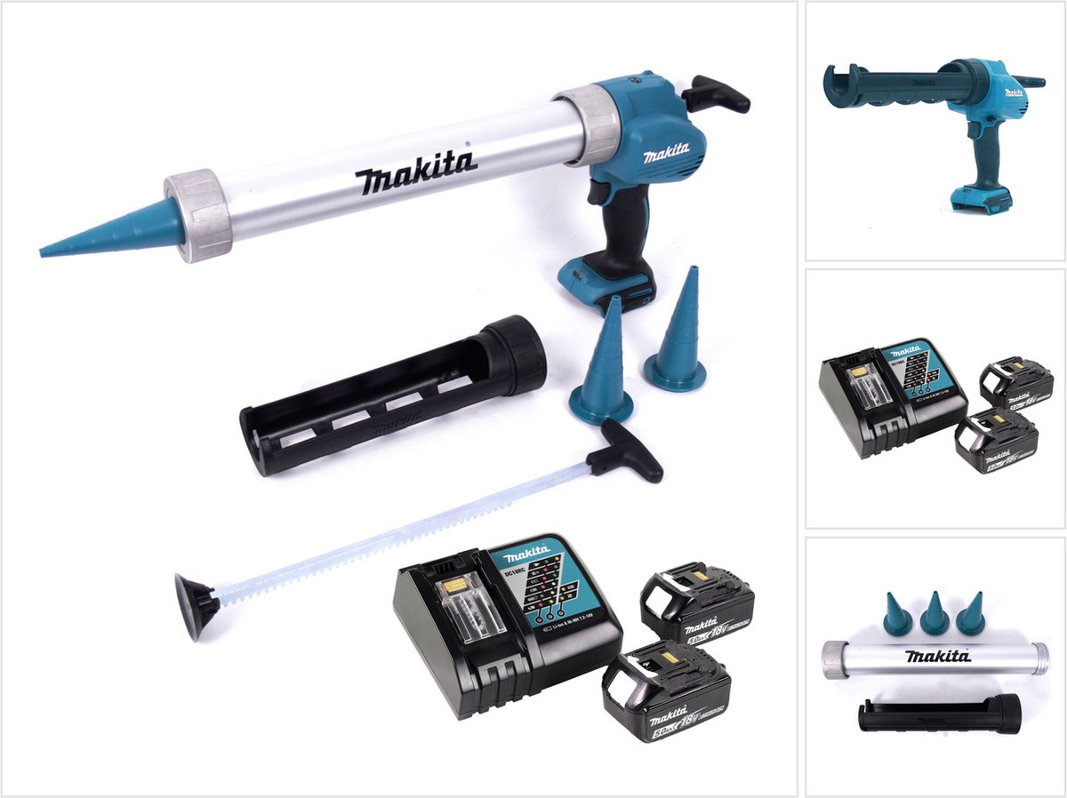 Makita DCG 180 RTX accupistool 18 V 300 / 600 ml + 2x accu 5.0 Ah + lader