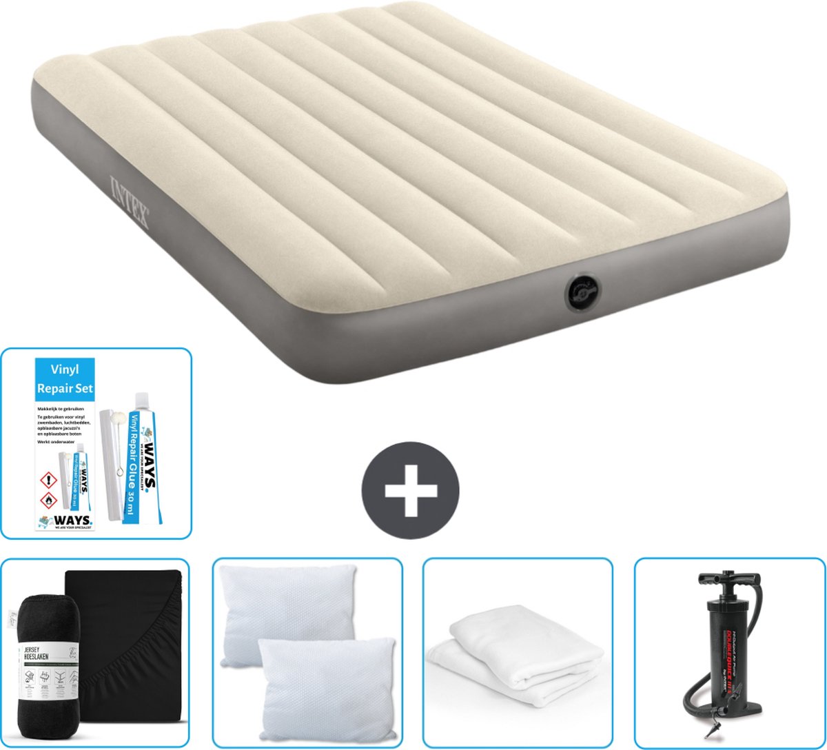 Intex Luchtbed - Twijfelaar - 137 x 191 x 25 cm - Beige - Inclusief Accessoires CB5
