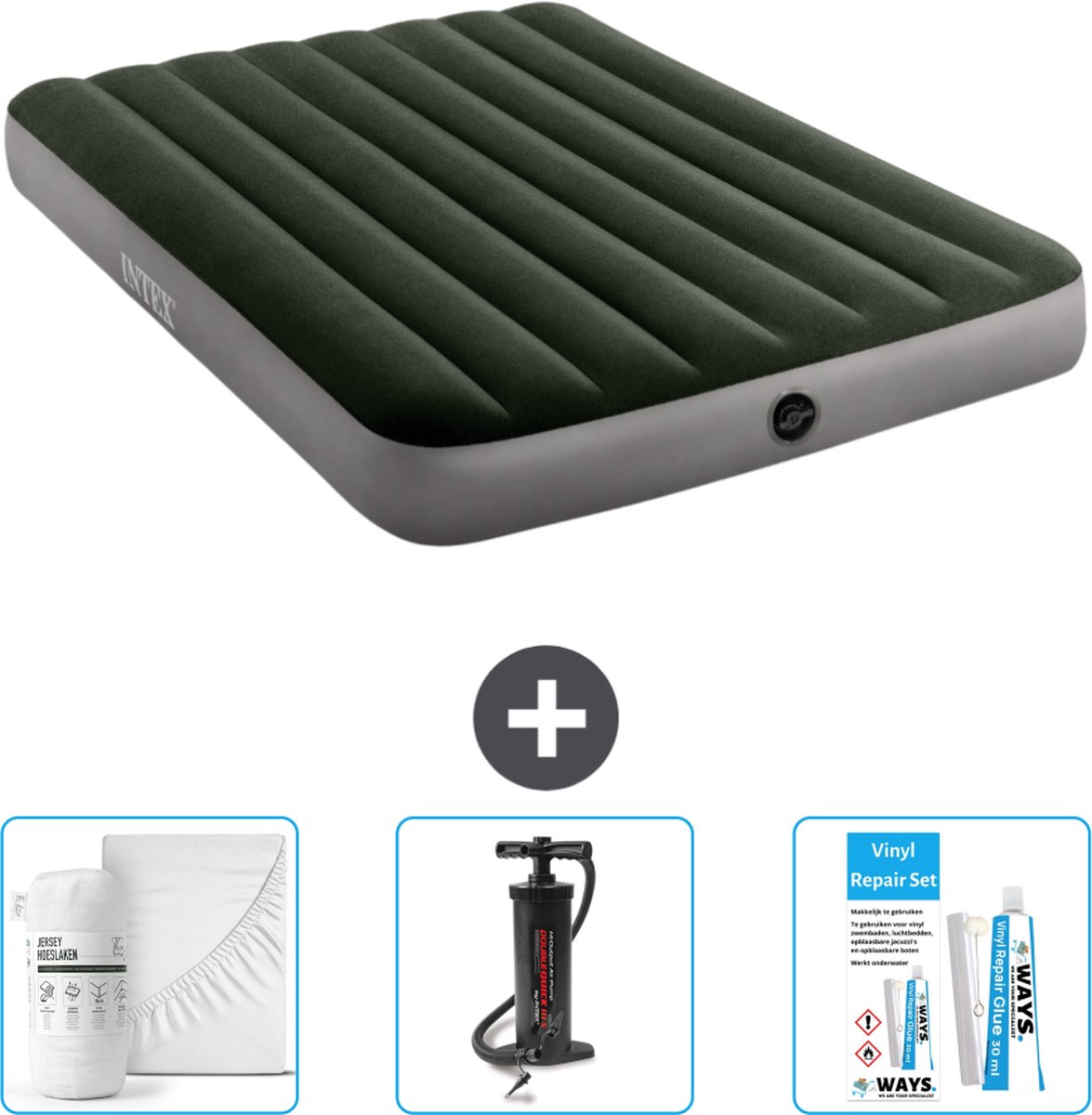 Intex Luchtbed - Twijfelaar - 137 x 191 x 25 cm - Groen - Inclusief Accessoires CB3