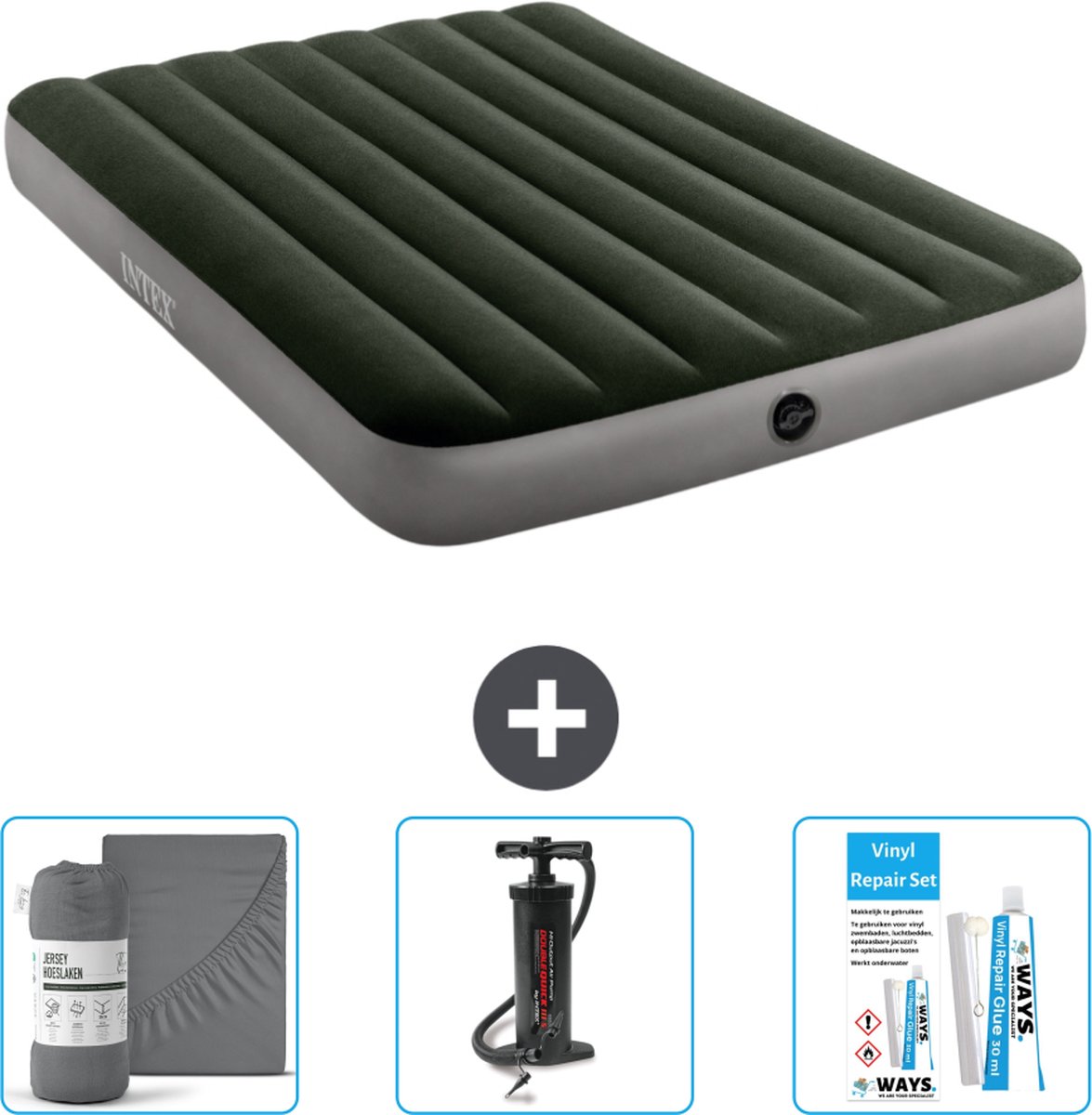 Intex Luchtbed - Twijfelaar - 137 x 191 x 25 cm - Groen - Inclusief Accessoires CB11