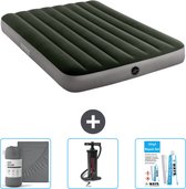 Matelas gonflable Intex - Lit double - 137 x 191 x 25 cm - Vert - Hoeslaken inclus - Pompe et kit de réparation