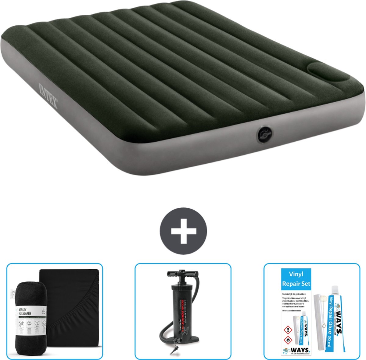 Intex Luchtbed - 2-Persoons - 152 x 203 x 25 cm - Groen - Accessoires CB7