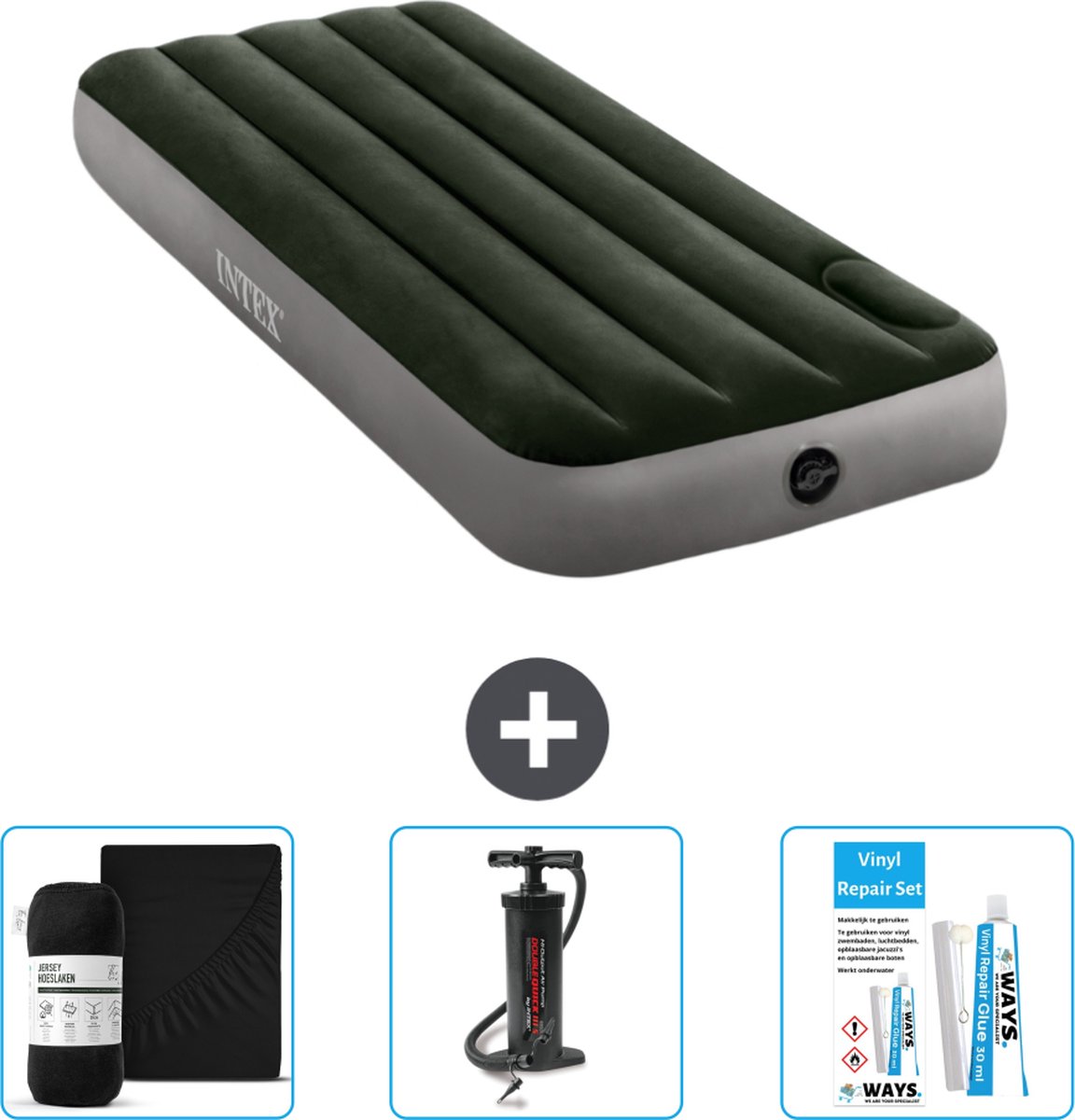 Intex Luchtbed - 1-Persoons - 76 x 191 x 25 cm - Groen - Accessoires CB7
