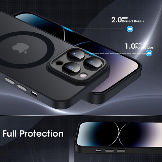 Casemania Hoesje Geschikt voor Apple iPhone 15 Pro Max - Zwart - Matte Armor Back Cover - Geschikt voor MagSafe - Extra Sterk