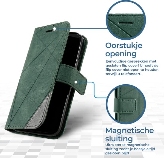Étui adapté pour Samsung Galaxy A25 - Bookcase - Porte carte - Portefeuille - Motif - Simili cuir - Vert