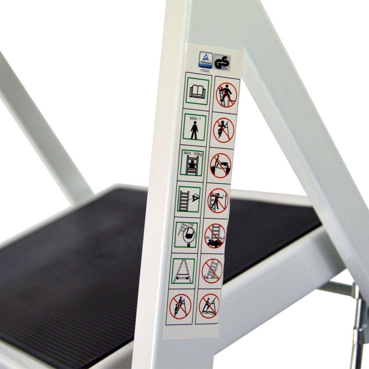 Escabeau Pliant 3 Marches Antidérapant – 150 Kg De Capacité, Acier Et Plastique, Noir Argenté
