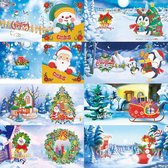 Diamond painting kerstkaarten pakket ( 8 stuks ) 3D kaart kerst