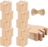 Belle Vous Boîte Cadeau Kraft Marron (100 Pièces) - 5 x 5 x 5 cm - Boîtes Carrées en Papier avec Corde de Jute pour Cadeau de Fête, Mariage, Anniversaire, Bricolage et Proposition - Facile à Assembler