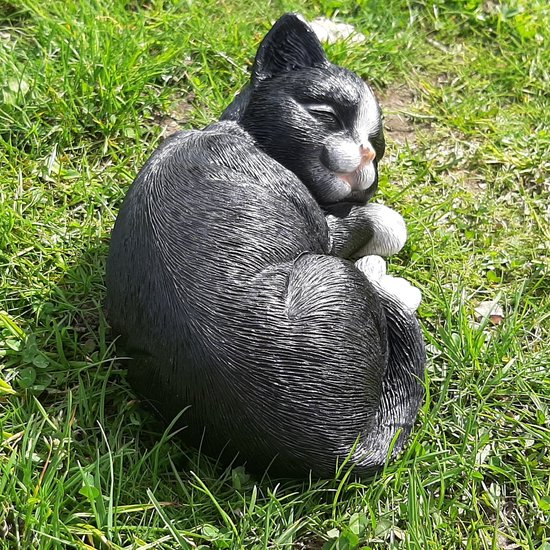 Houten beeld kat met kitten - Home & Gardenpleasure