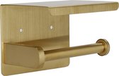 Springos WC Rolhouder | Toiletrolhouder Met Plank | Chroom | Zwart/ Goud
