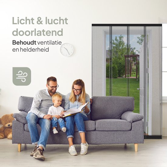 O'DADDY® Deurgordijn Lamellenhor - 118x250 cm - Glasvezel - Extra Breed - Eenvoudige Installatie - Perfecte Overlapping - Kind- en Huisdiervriendelijk - Zwart