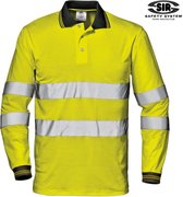 SIR SAFETY MAX COMFORT HiVis Geel Polo met Lange Mouwen - Werkpolo Hi Vis Reflecterende Banden Bouw Wegwerkzaamheden Fietsen