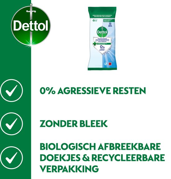 Dettol Desinfecterende Schoonmaakdoekjes - Cleanser - 72 stuks - 5 Stuks - Voordeelverpakking