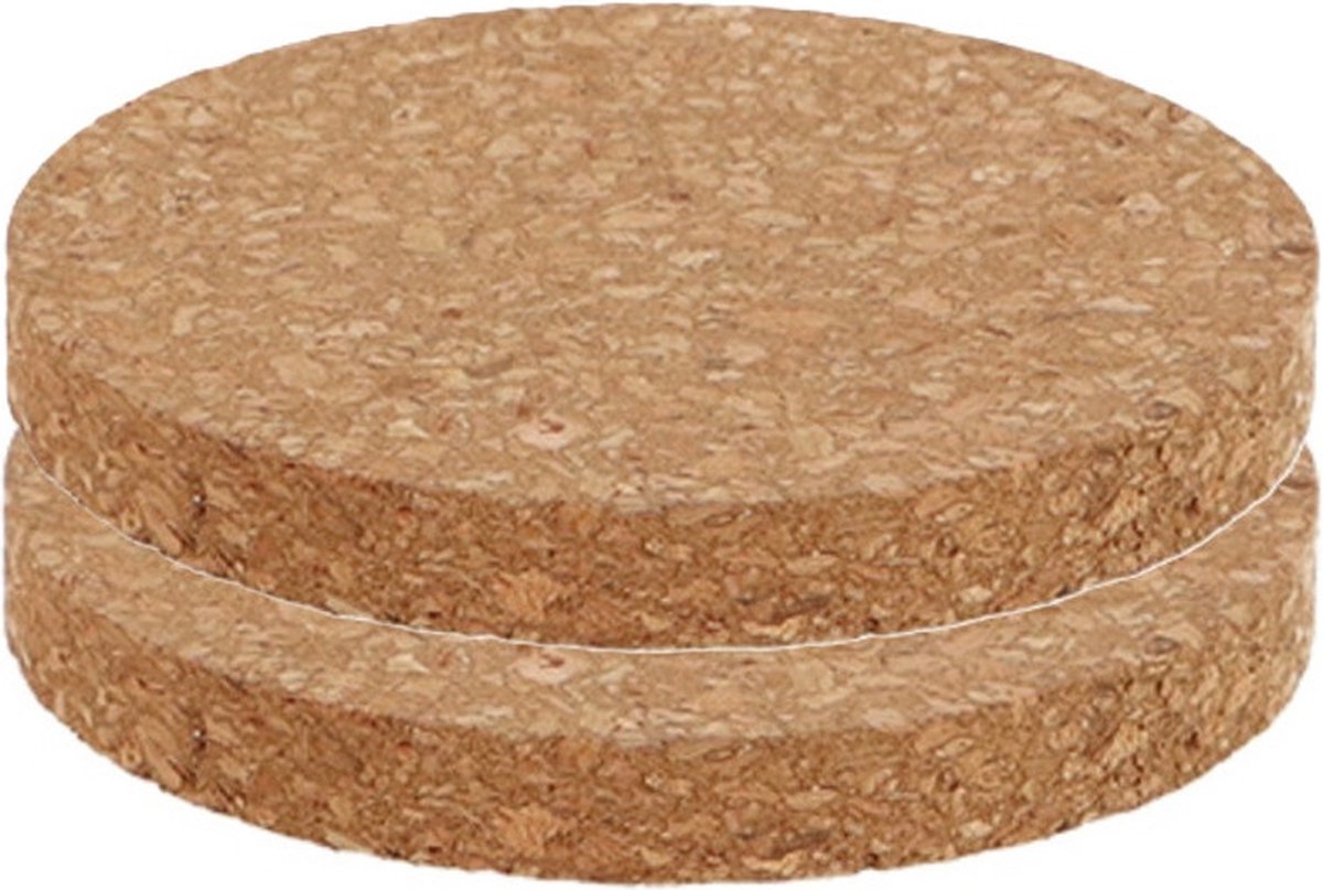 Esschert Design plantenpot onderzetter - 2x - van kurk - D13 x 1 cm - voorkomt kringen - vloer bescherming