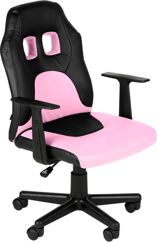In And OutdoorMatch Bureaustoel Aleta - Roze en Zwart - Kunstleer - Hoogwaardige bekleding - Comfortabele bureaustoel - Leuke uitstraling