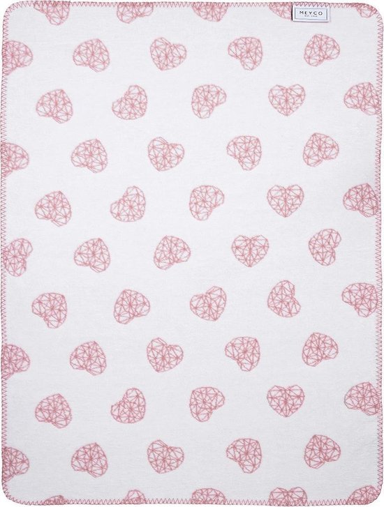 Meyco Geometric Heart ledikantdeken - 120 x 150 cm - oudroze
