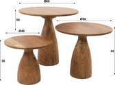Drie delige salontafel set | massieve voet kegel | Massief acacia naturel