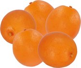 Esschert Design kunstfruit decofruit - 5x - sinaasappel/sinaasappels - ongeveer 7.5 cm - oranje