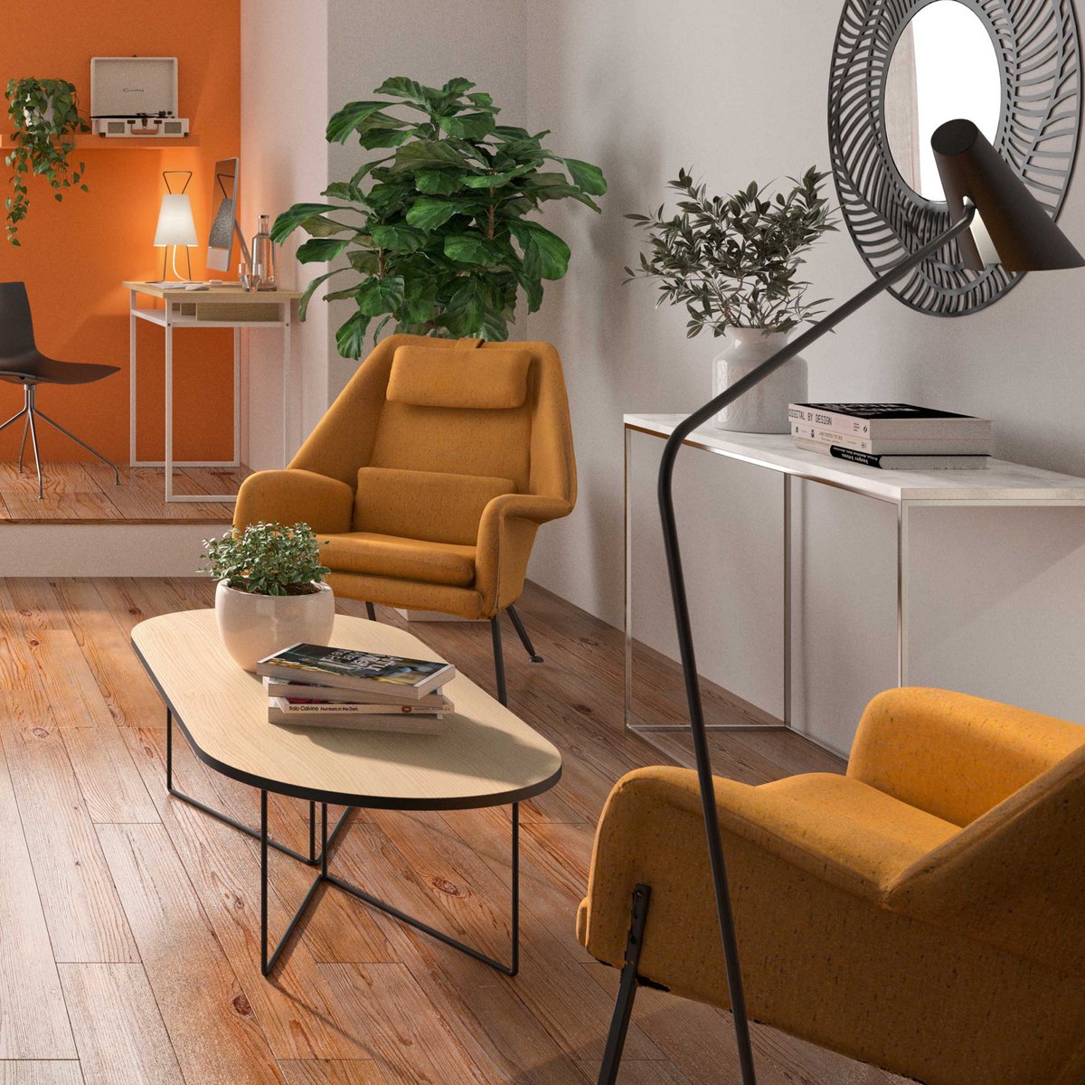 Salontafel Adil 136cm - Lichte Eik/zwart