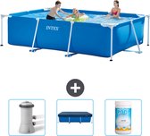 Intex Rechthoekig Frame Zwembad - 300 x 200 x 75 cm - Blauw - Inclusief Zwembadfilterpomp - Afdekzeil - Chloor