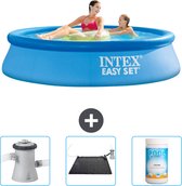 Intex Rond Opblaasbaar Easy Set Zwembad - 244 x 61 cm - Blauw - Inclusief Zwembadfilterpomp - Solar Mat - Chloor