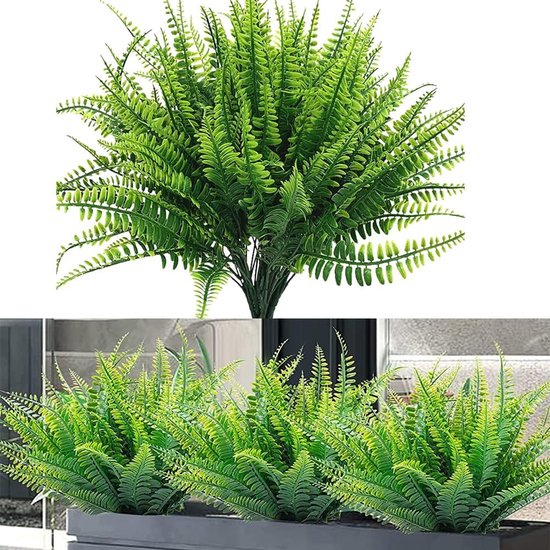 Dremisland 18 stuks kunstplanten voor buiten, groene struiken, kunstplanten, kunstkruiden, buiten, decoratief, plant voor veranda, terras, tuin, raam