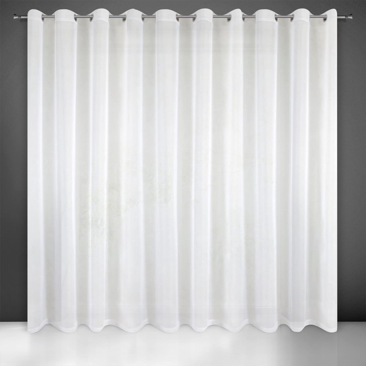 Glad transparant voile gordijn met ogen - 300 x 250 cm wit - voor slaapkamer woonkamer