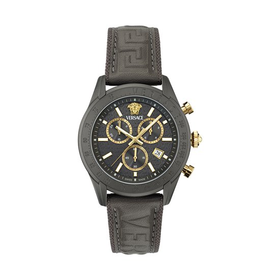 Versace Chrono Master VE8R00124 Horloge - Leer - Grijs - Ø 44 mm