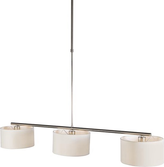 QAZQA vt - Moderne Verstelbare hanglamp voor boven de eettafel | in eetkamer - 3 lichts - L 1250 mm - Wit - Woonkamer
