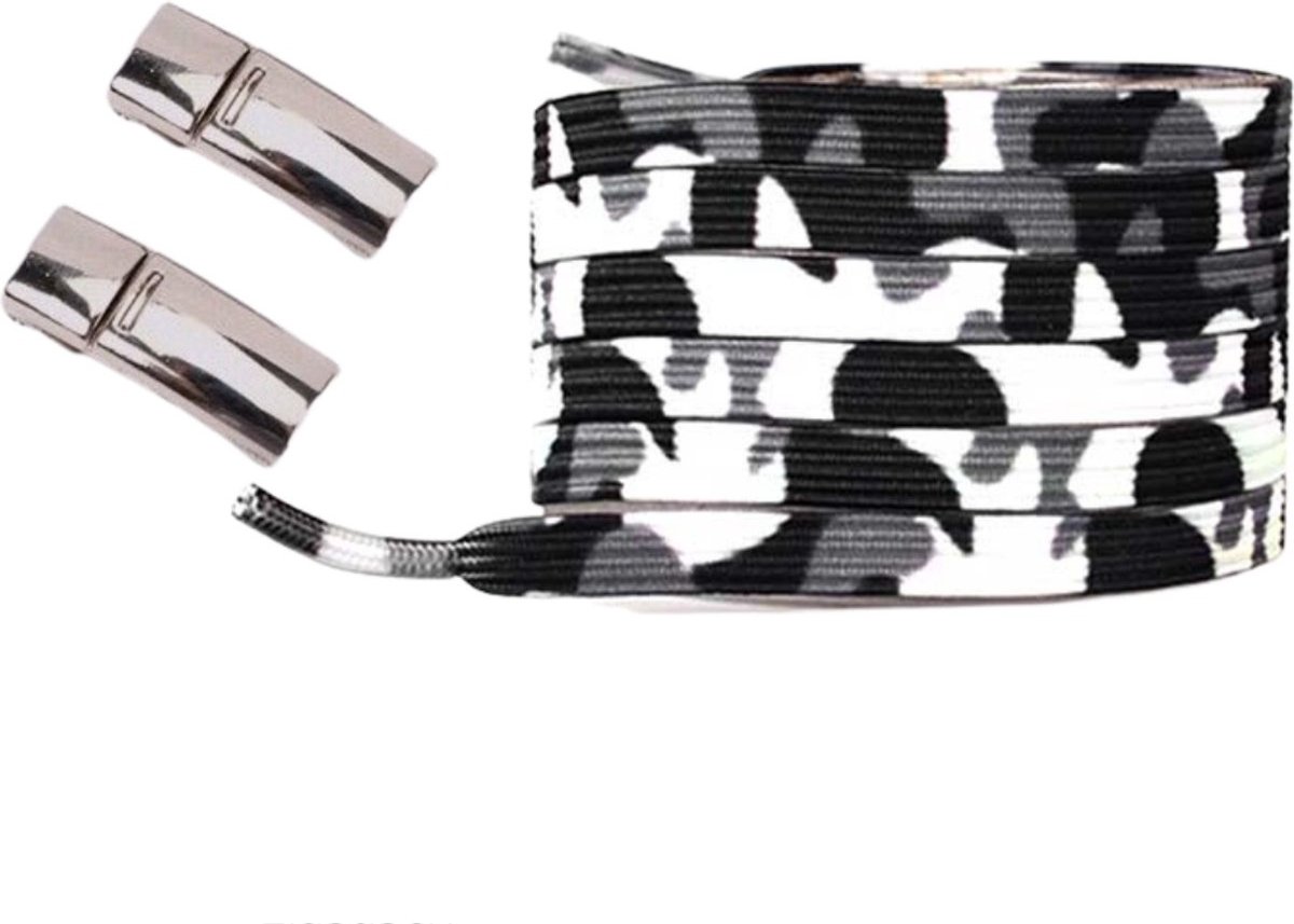 Finnacle - Stap in stijl met Finnacle's - Veters in Camouflage, Army en Hippe wit/zwart/grijs - Elastische veters met handige sluiting!