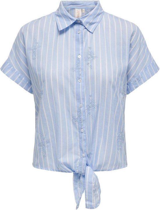 Vila Blouse Onltuni Life Capseleeve Knot Shirt 15322983 Cshmere Blue/bright White Dames Maat - XL
