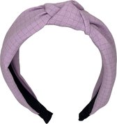 Diadeem - stof - haarband - met knoop - lila