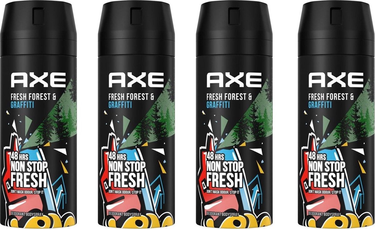 Goedkoopste Axe Deodorant Collision Fresh Forest Graffiti (4 x 150ml