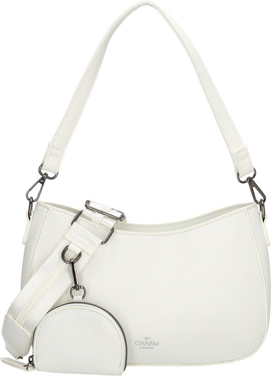 Charm London Schoudertas New York - Met Etui - Dames Tas met Korte en Lange Schouderband - - Wit