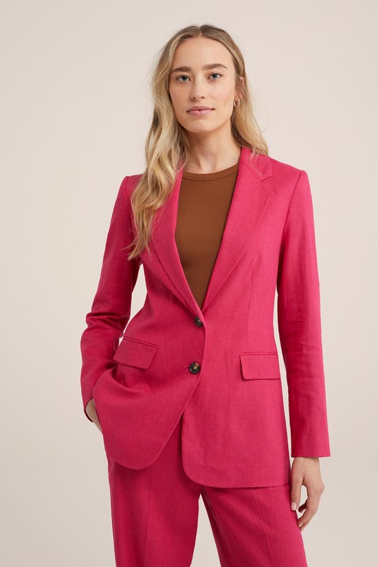 WE Fashion Dames regular fit blazer van linnenmix