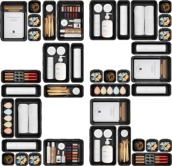 Organizer voor laden, lade-organizer, bureaulade-organizer, lade-inzet voor kantoor, badkamer, make-uptafel, bureau